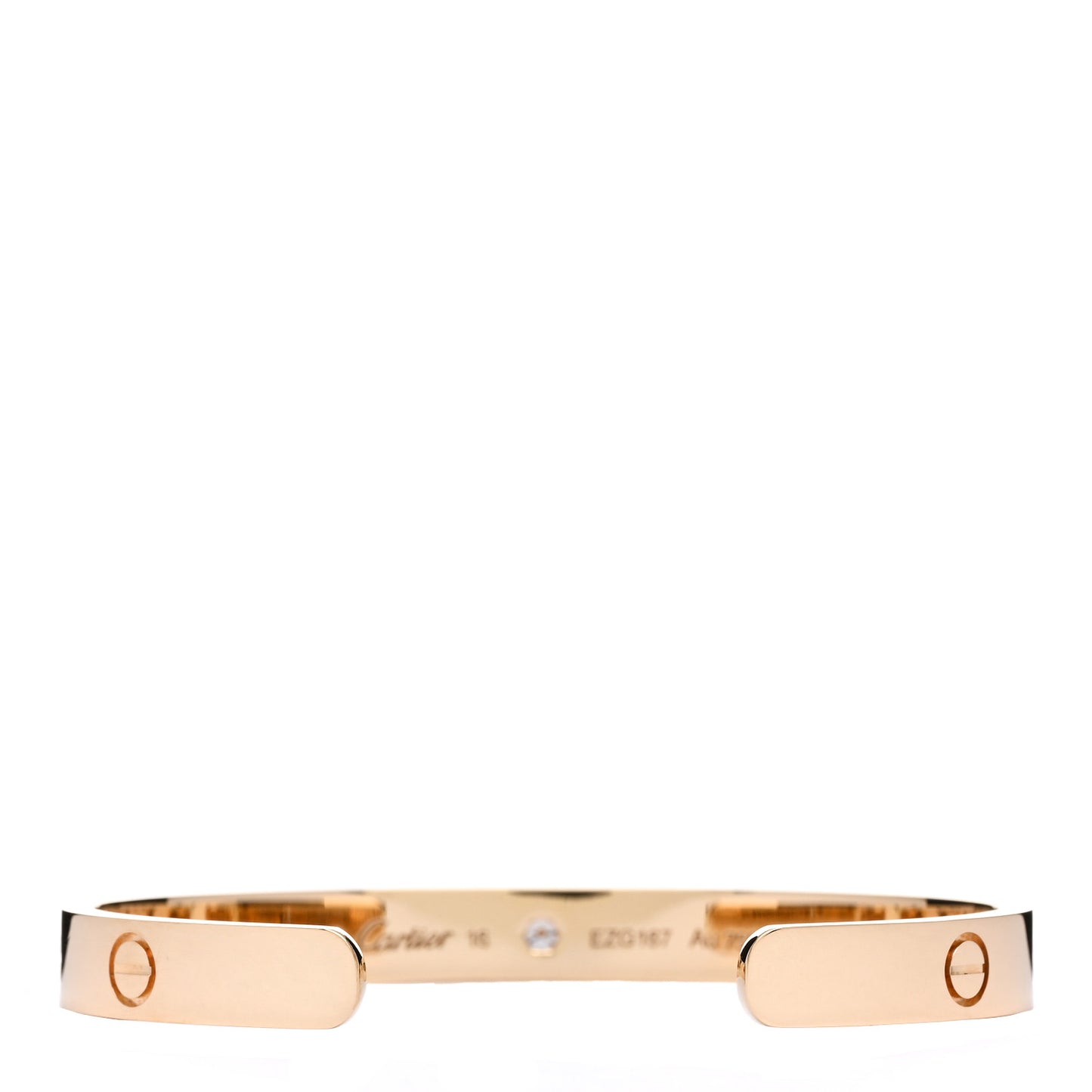 18K Yellow Gold 1 Diamond LOVE Cuff Bracelet 16