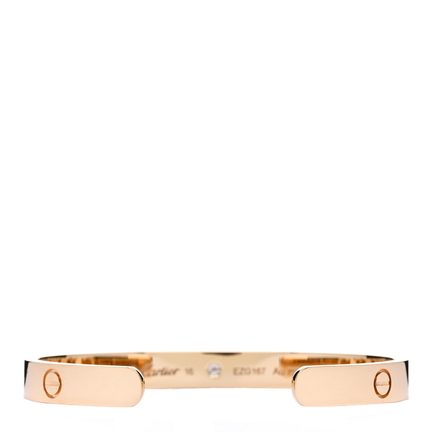 Cartier 18K Yellow Gold 1 Diamond LOVE Cuff Bracelet 16 2 of 3