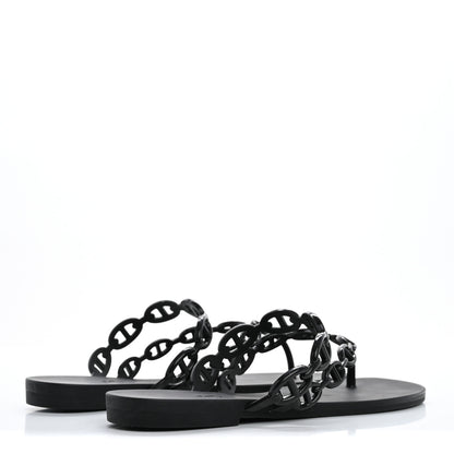 Hermes Rubber Chaine d'Ancre Island Sandals 39 Black 5 of 9