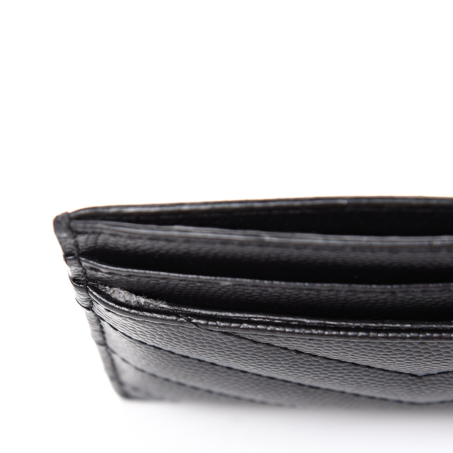 Saint Laurent Grain De Poudre Matelasse Chevron Monogram Credit Card Case Black 9 of 9