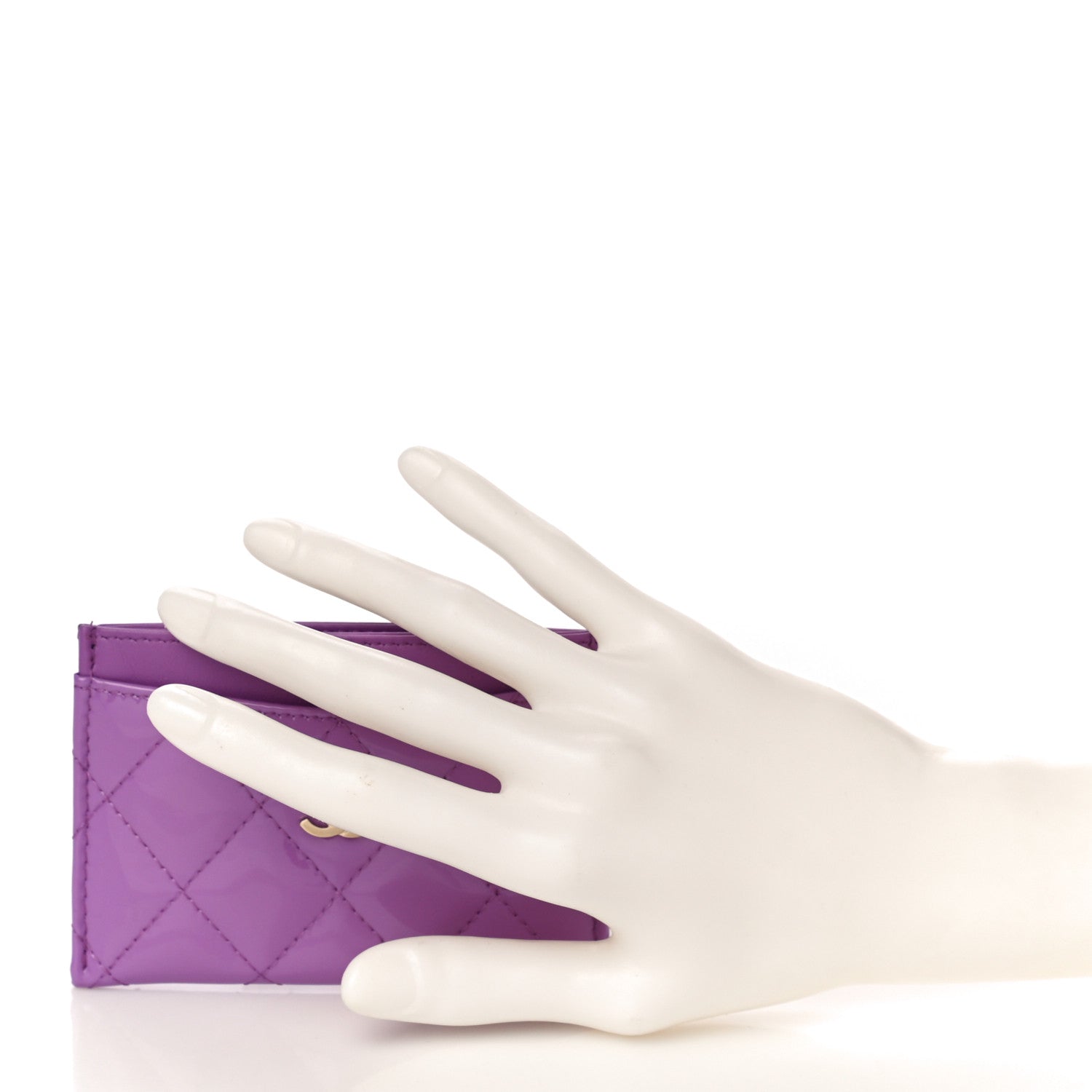 Chanel Patent Quilted Card Holder Purple 2 of 12