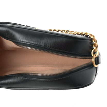 Gucci Calfskin Matelasse Small GG Marmont Chain Shoulder Bag Black 5 of 10