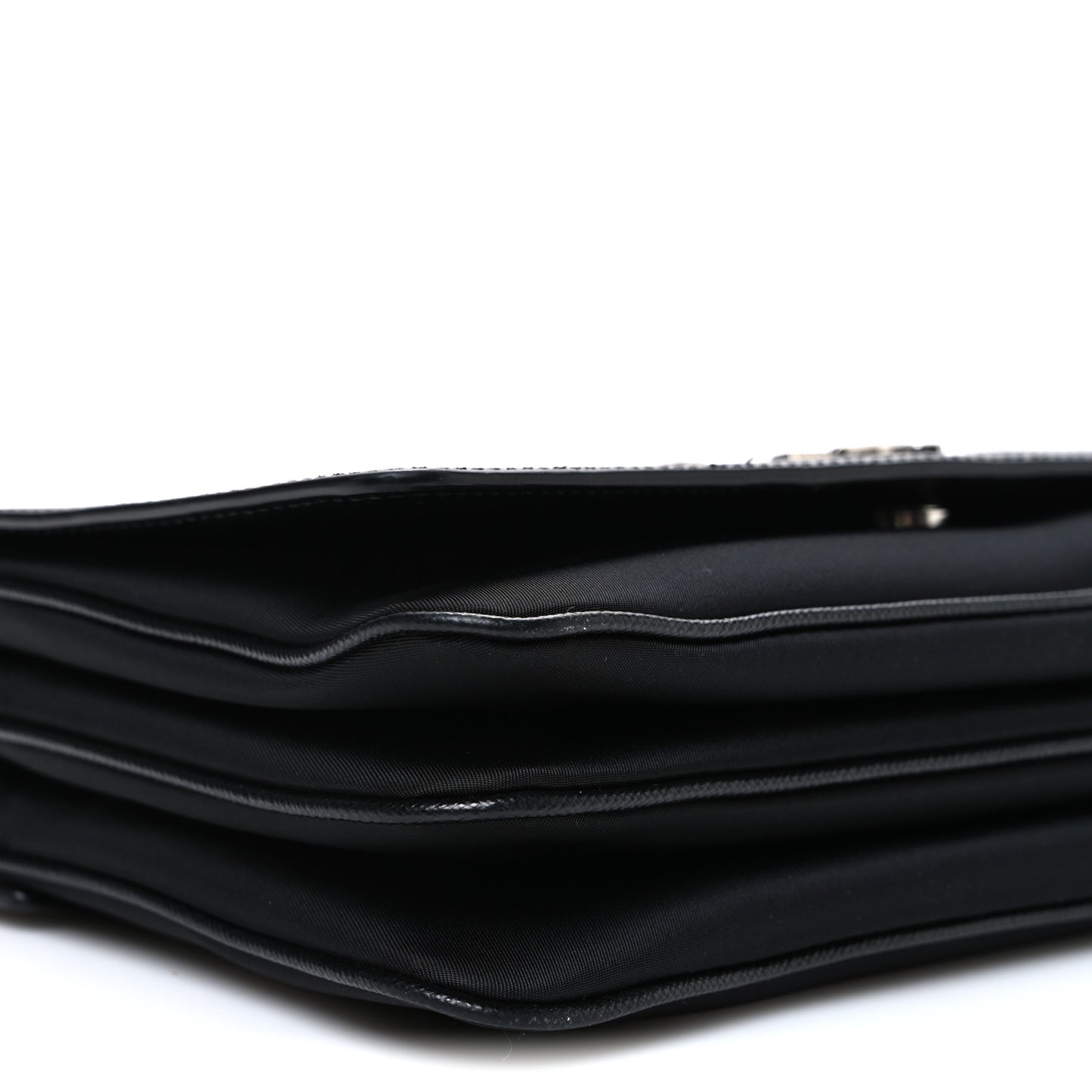 Saffiano Tessuto Nylon Chain Shoulder Bag Black