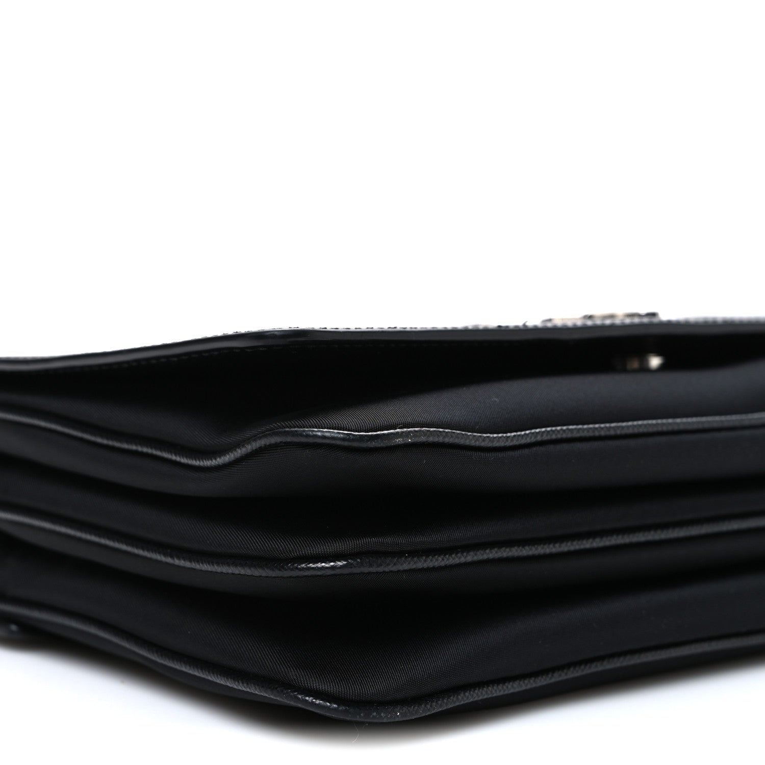 Prada Saffiano Tessuto Nylon Chain Shoulder Bag Black 9 of 10