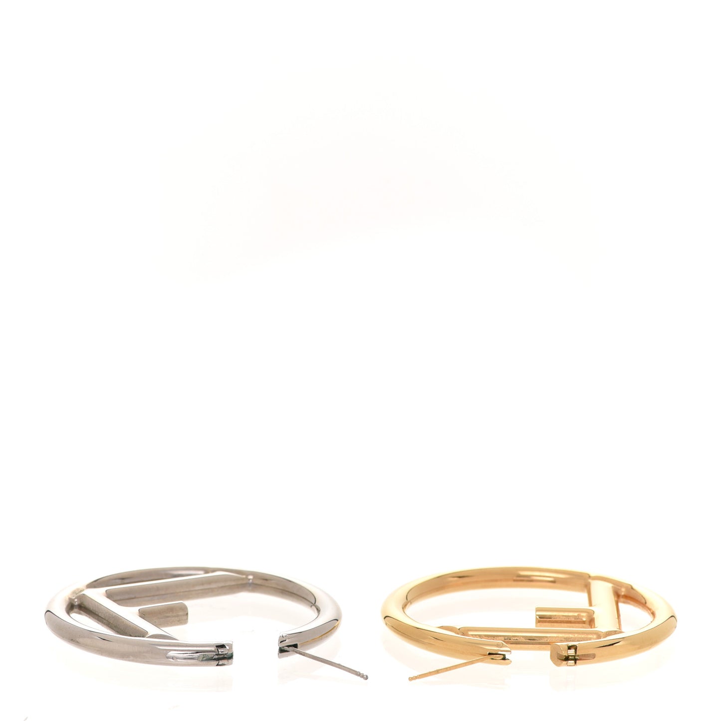 Metal FF Hoop Earrings Gold Silver