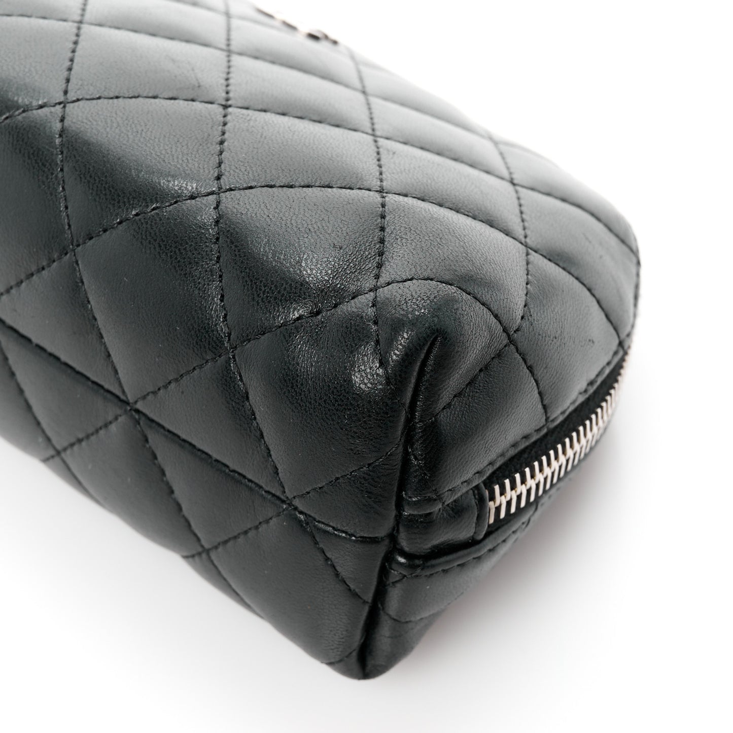 Lambskin Quilted Cosmetic Cas Black