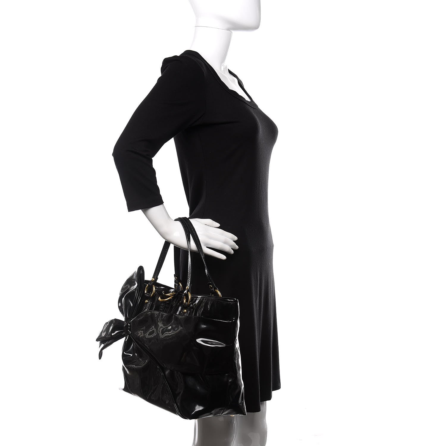 Valentino Garavani Patent Lacca Bow Tote Black 2 of 17