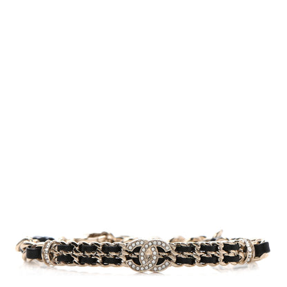 Chanel Lambskin Crystal CC Chain Bracelet Gold Black 1 of 4
