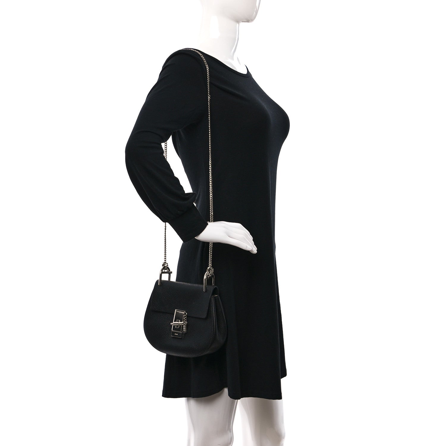 Chloe Grained Lambskin Mini Drew Shoulder Bag Black 2 of 9