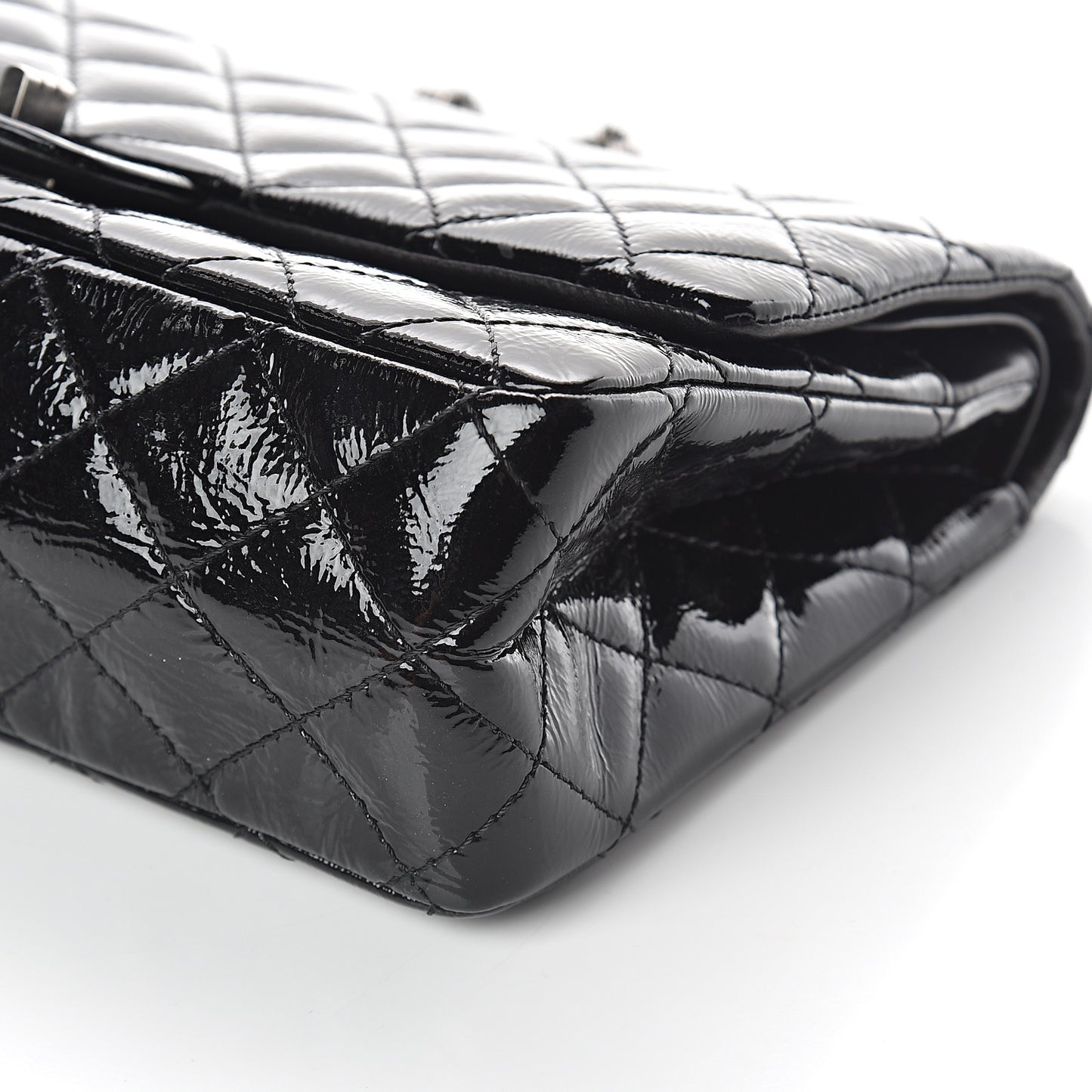 Distressed Patent Quilted 2.55 Reissue 226 Flap Black