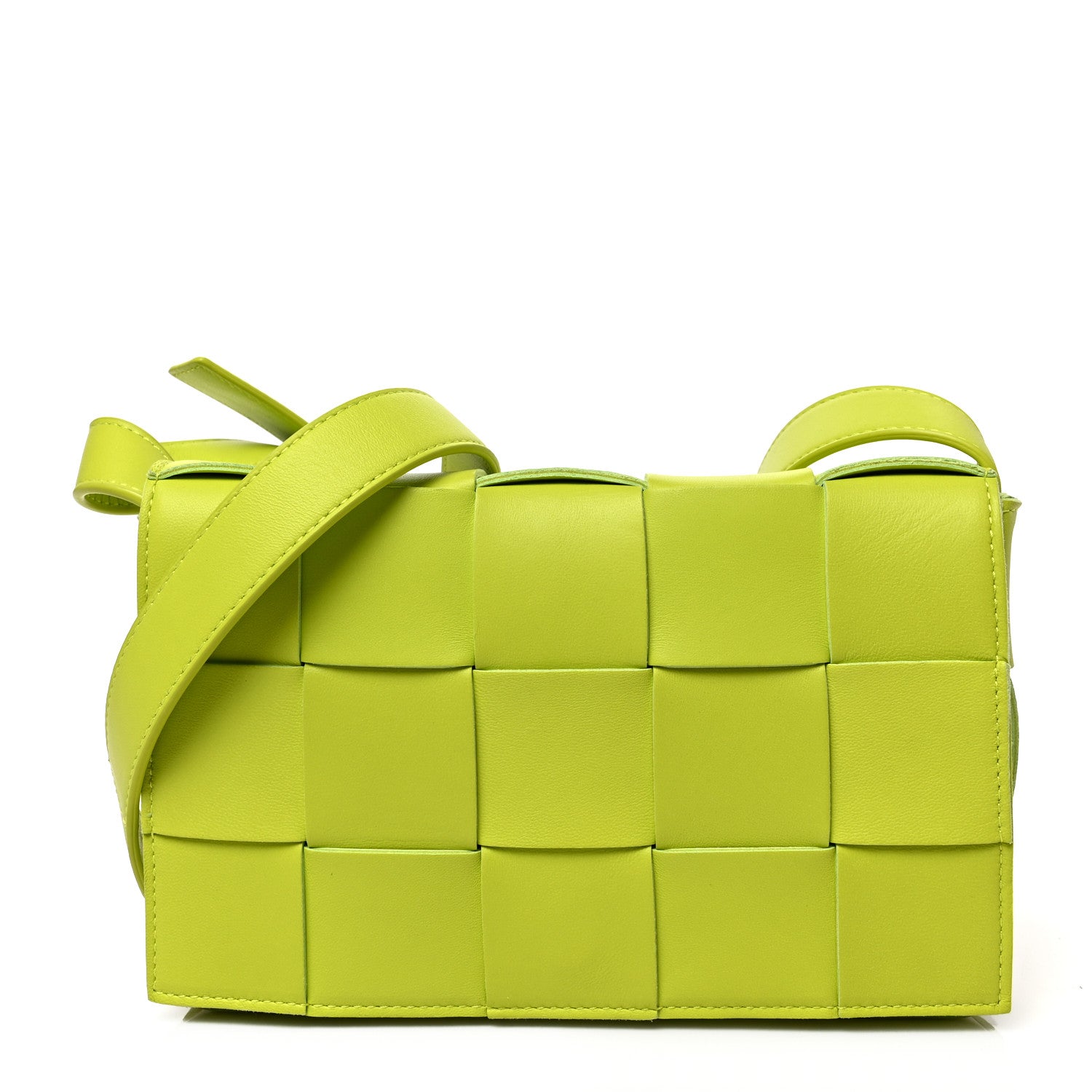 Bottega Veneta Lambskin Maxi Intrecciato Cassette Crossbody Bag Acid Kiwi 1 of 8