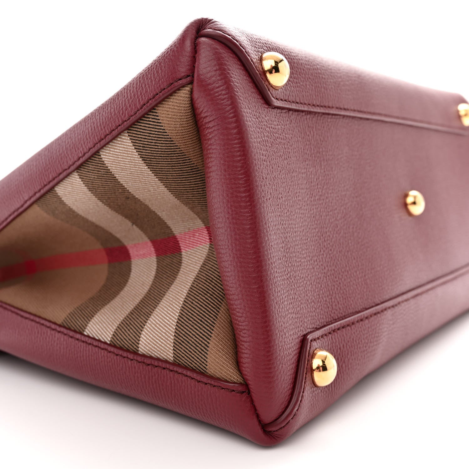 Burberry Derby Calfskin House Check Medium Banner Tote Crimson 9 of 10