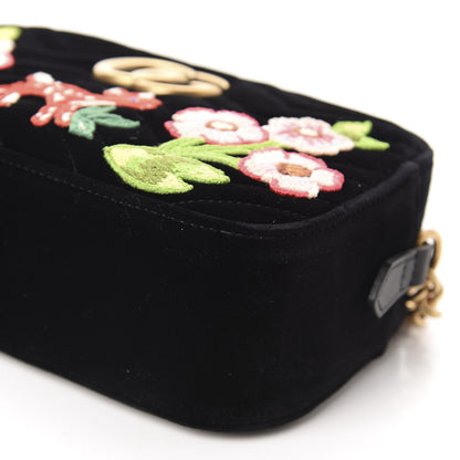 Gucci Velvet Matelasse Deer Embroidered Small GG Marmont Chain Shoulder Bag Black 7 of 10