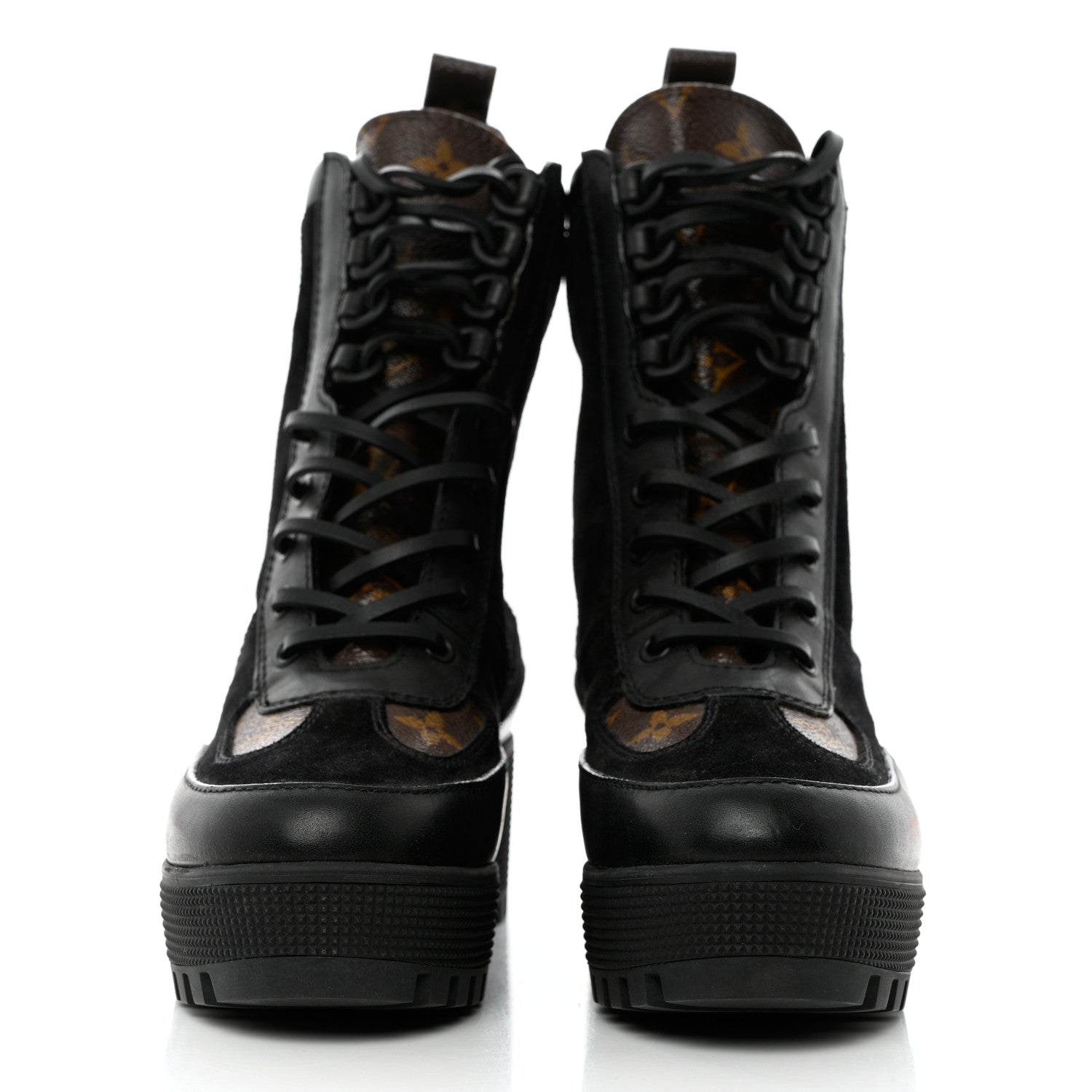 Louis Vuitton Suede Calfskin Monogram Laureate Platform Desert Boots 36 Black 2 of 9
