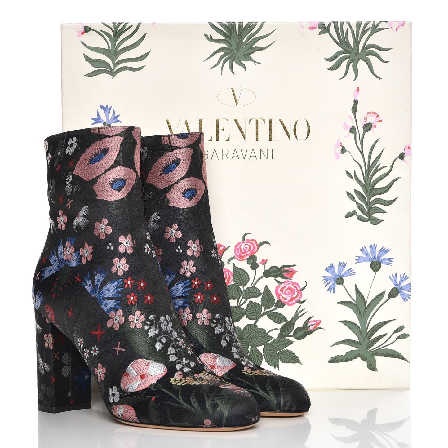 Brocade Camugarden Embroidered Short Boots 36.5 Nero Black