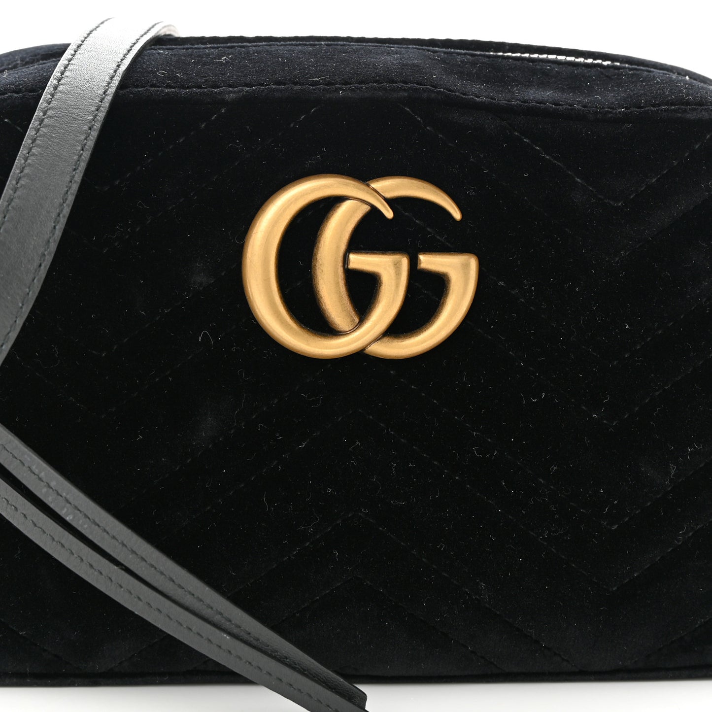 Velvet Matelasse Small GG Marmont Chain Shoulder Bag Black