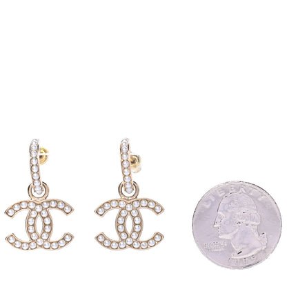 Chanel Pearl CC Hoop Drop Earring Gold 2 of 4