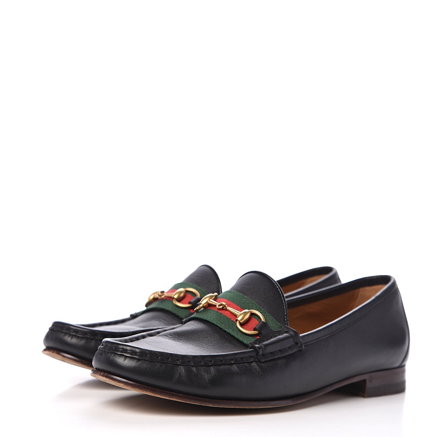 Gucci Calfskin Web Womens 1953 Horsebit Loafers 39 Black 3 of 11