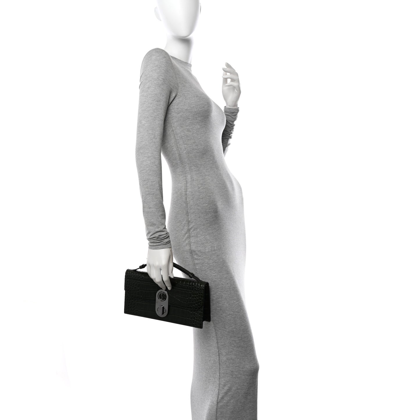 Calfskin Alligator Embossed Elisa Baguette Forest Night