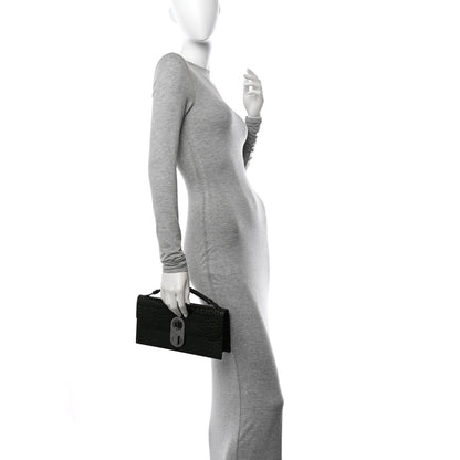 Christian Louboutin Calfskin Alligator Embossed Elisa Baguette Forest Night 3 of 9