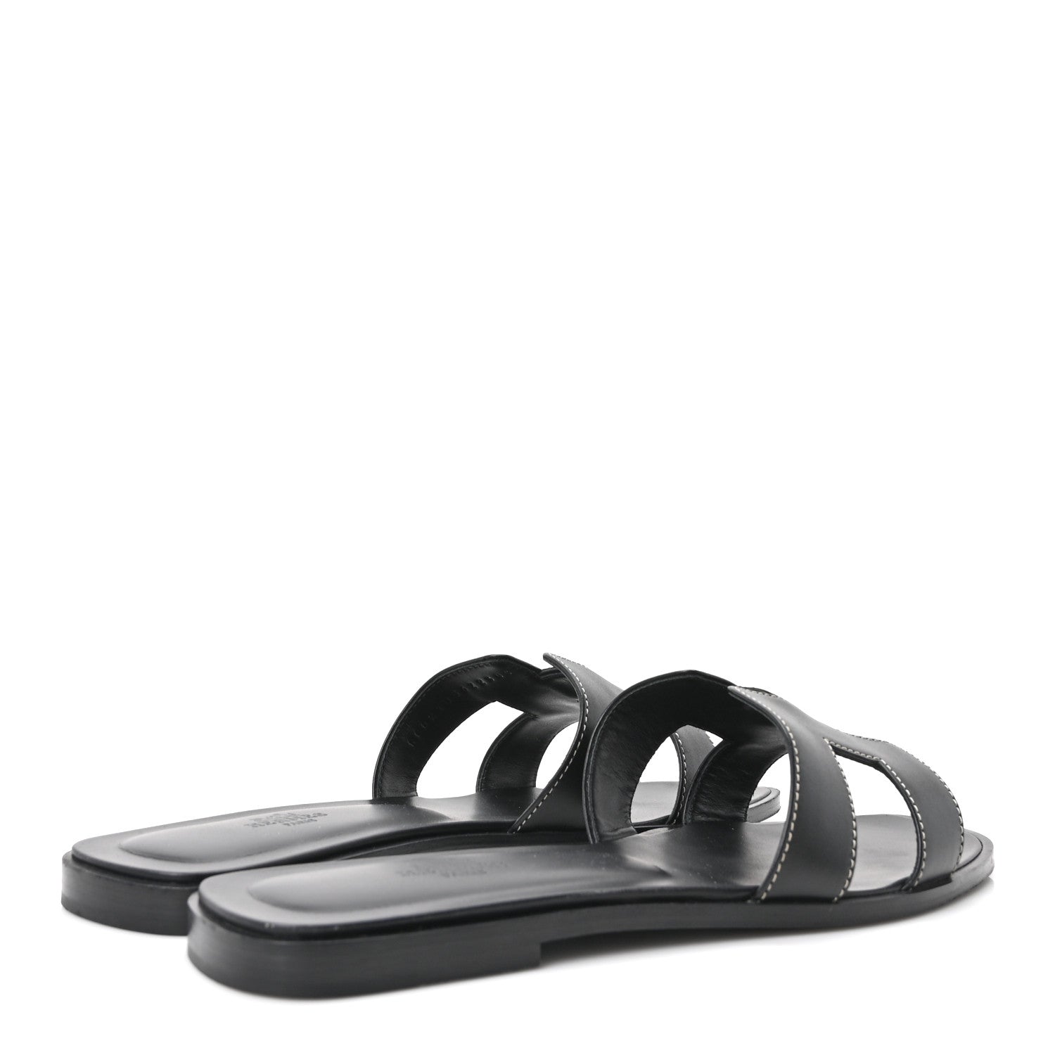 Hermes Box Calfskin Oran Sandals 40.5 Black 5 of 10