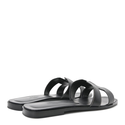 Hermes Box Calfskin Oran Sandals 40.5 Black 5 of 10