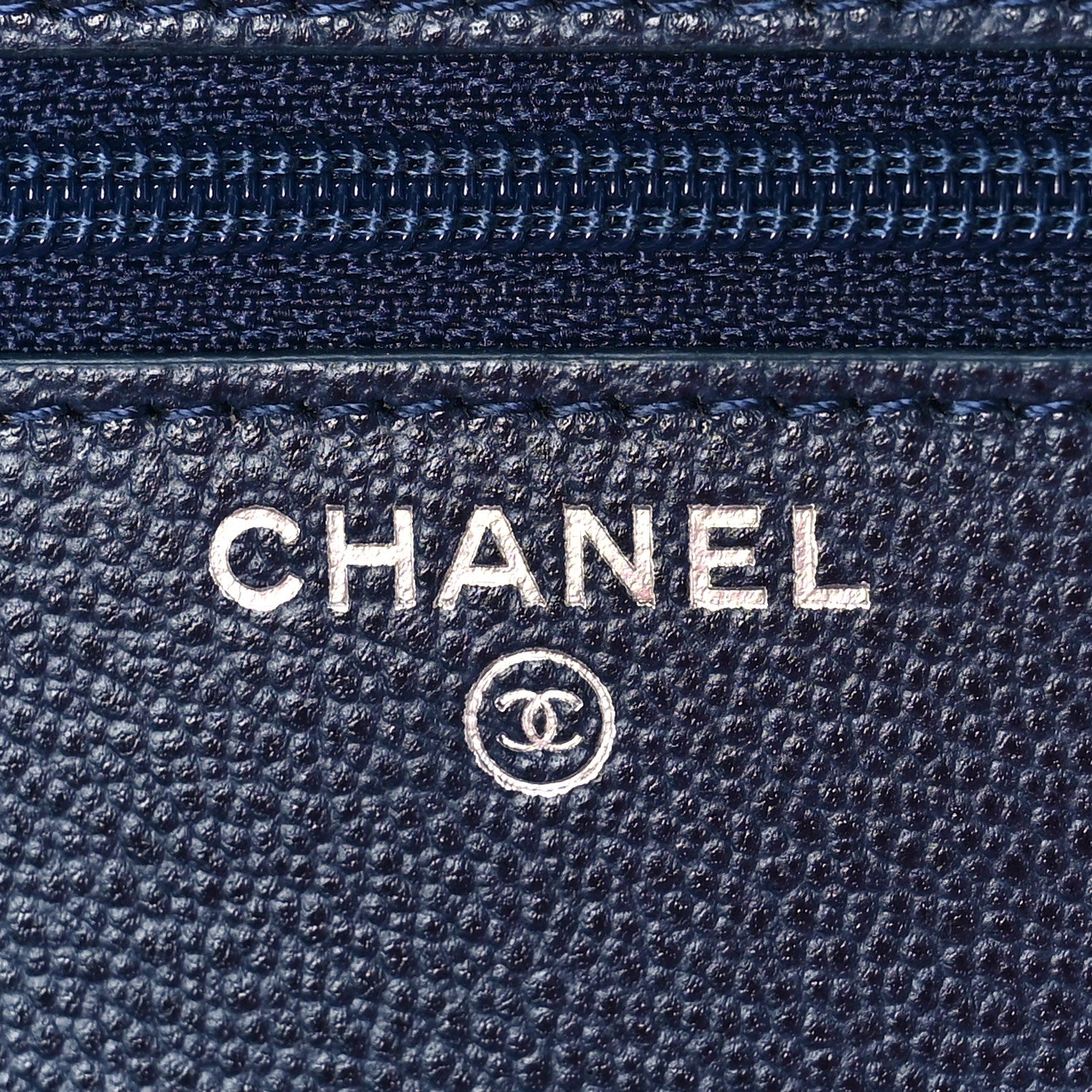 Chanel Grained Calfskin Quilted CC Box Wallet On Chain WOC Navy 6 of 11