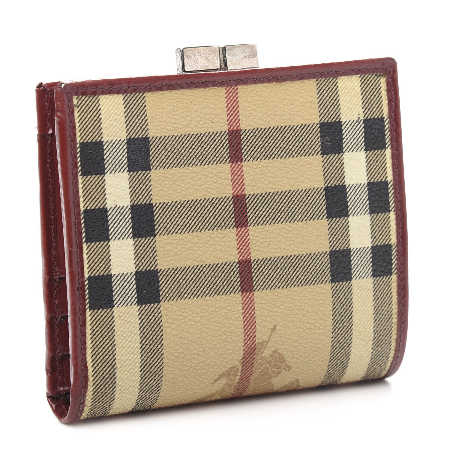 Burberry Haymarket Check French Wallet Military Red 3 of 10