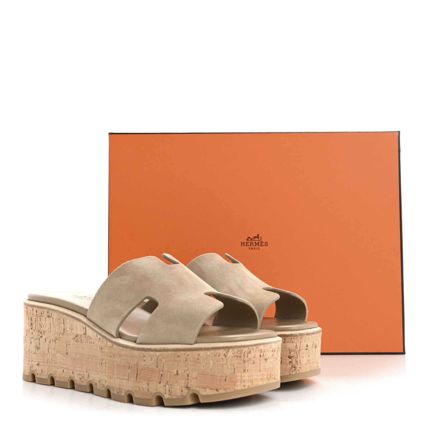 Hermes Suede Goatskin Cork Eze 30 Sandals 39 Beige Argile 11 of 11