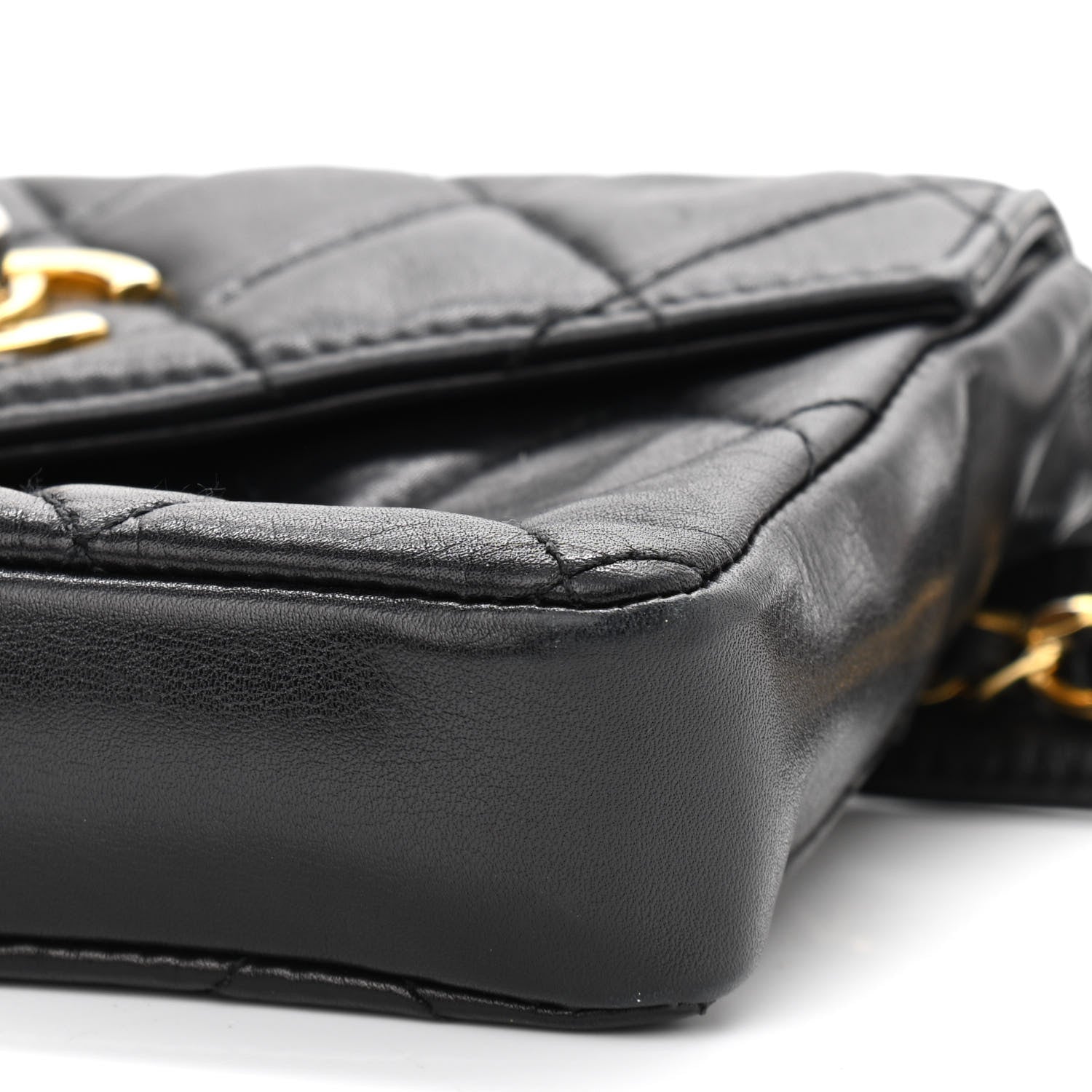 Chanel Lambskin Quilted Flap Waist Belt Bag 75 30 Black 9 of 13