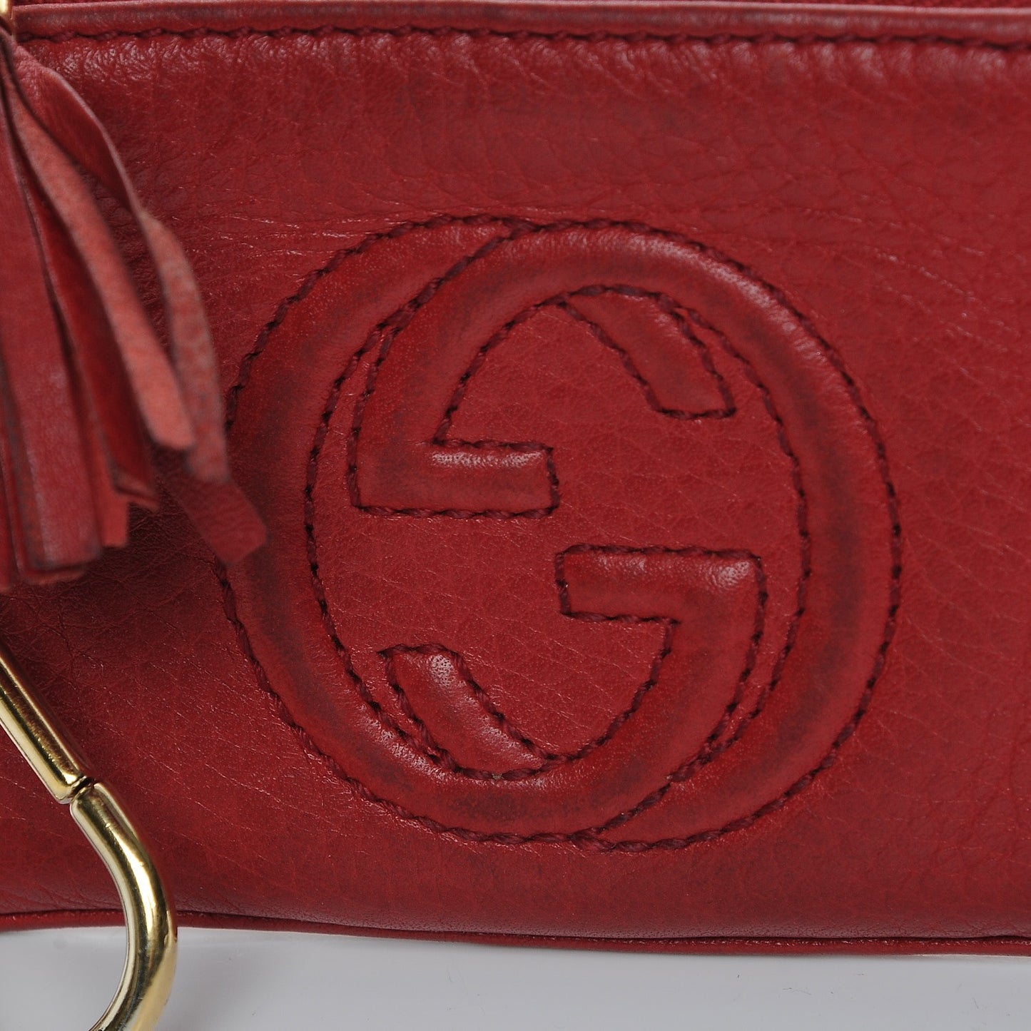 Pebbled Calfskin Soho Key Case Red