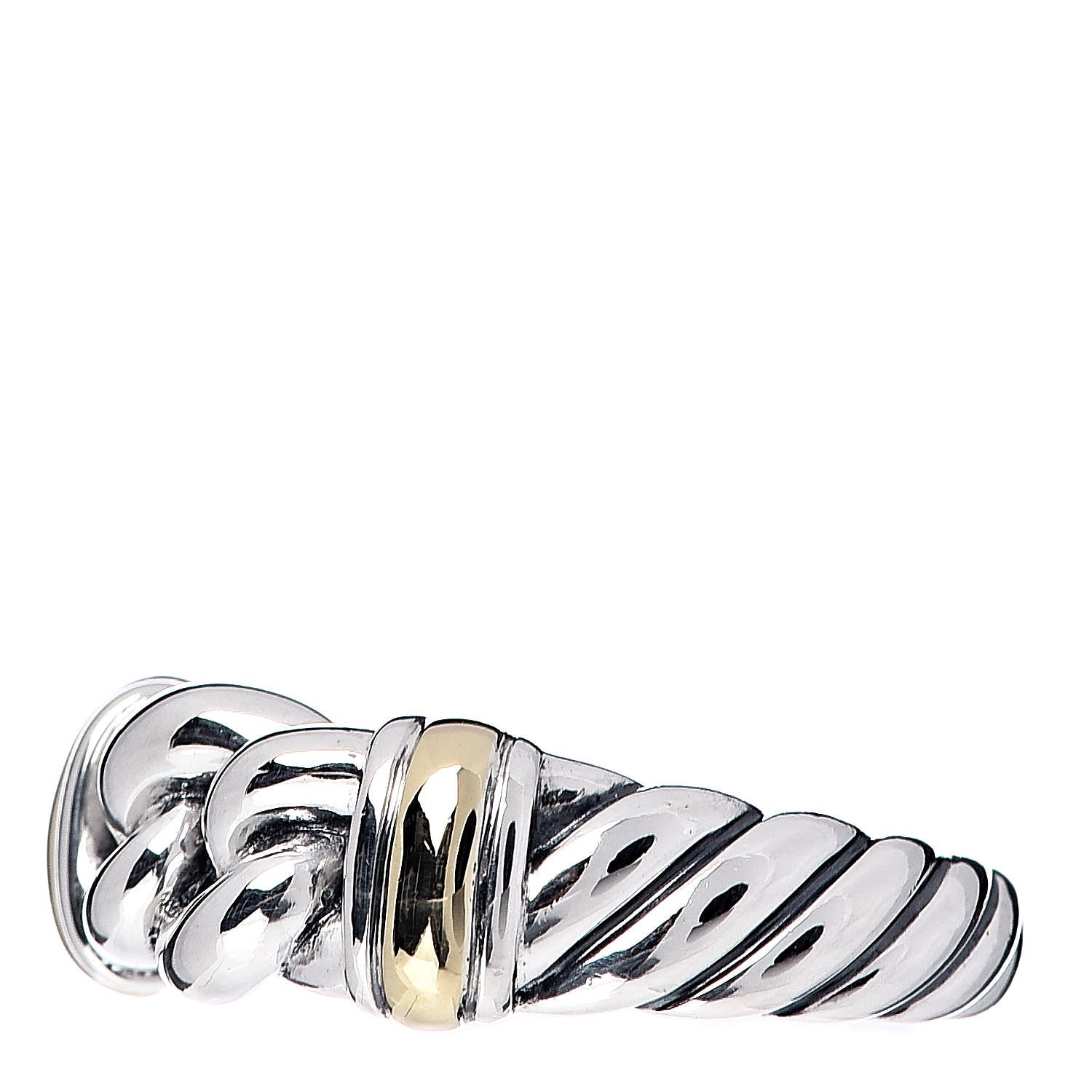 David Yurman Sterling Silver 18K Yellow Gold Metro Chain Ring 54 6.75 3 of 5