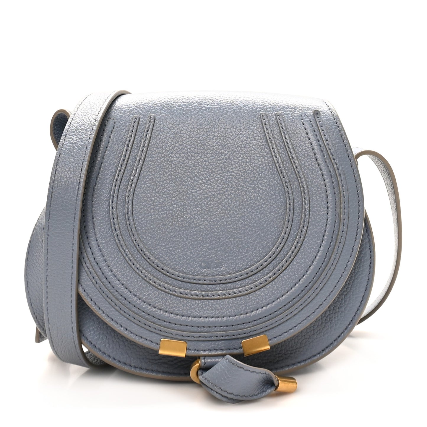 Calfskin Mini Marcie Round Crossbody Bag Cloudy Blue