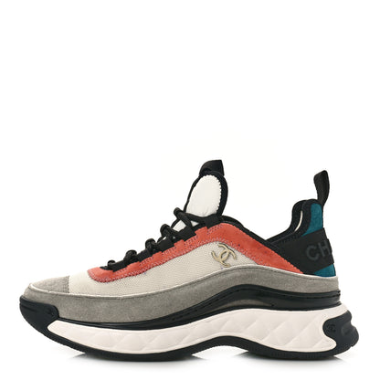 Chanel Fabric Suede CC Sneakers 36 White Light Grey Pink 1 of 10