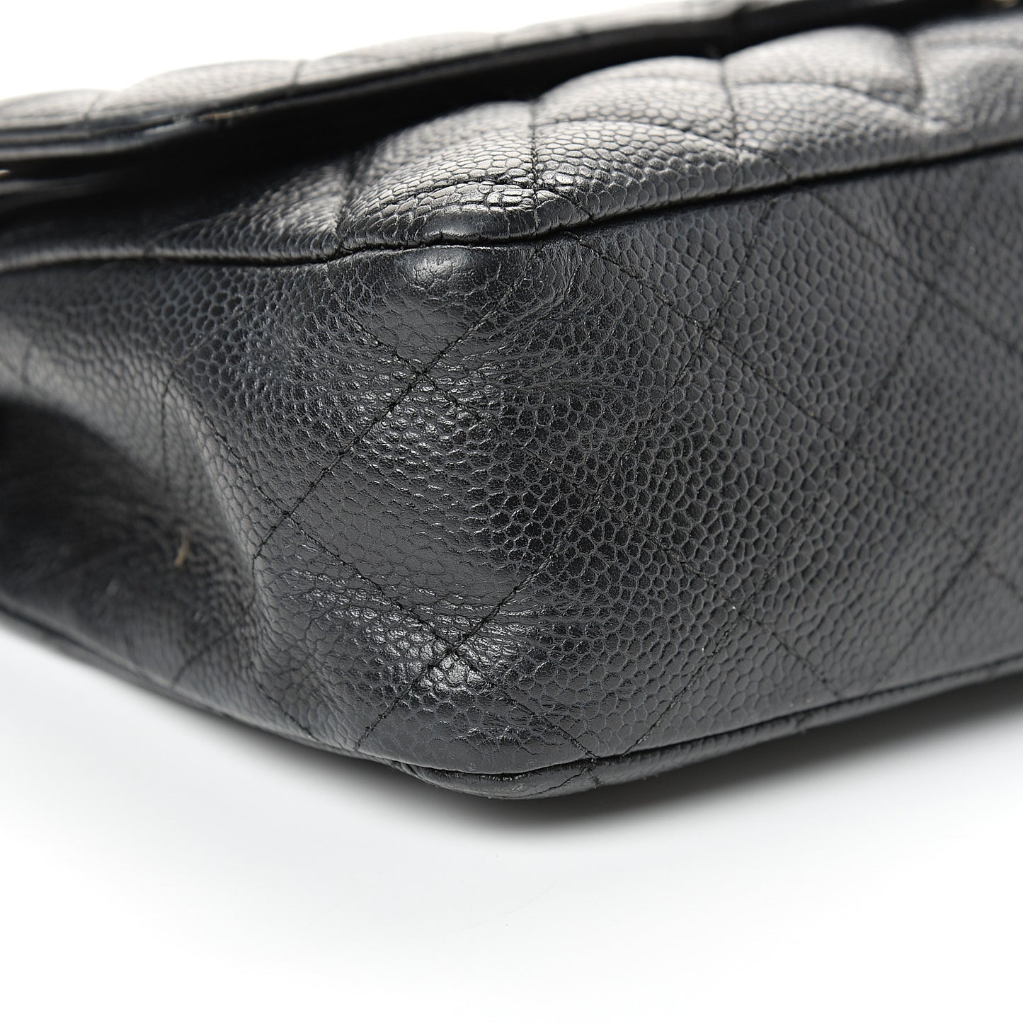 Caviar Quilted Medium Double Flap Black