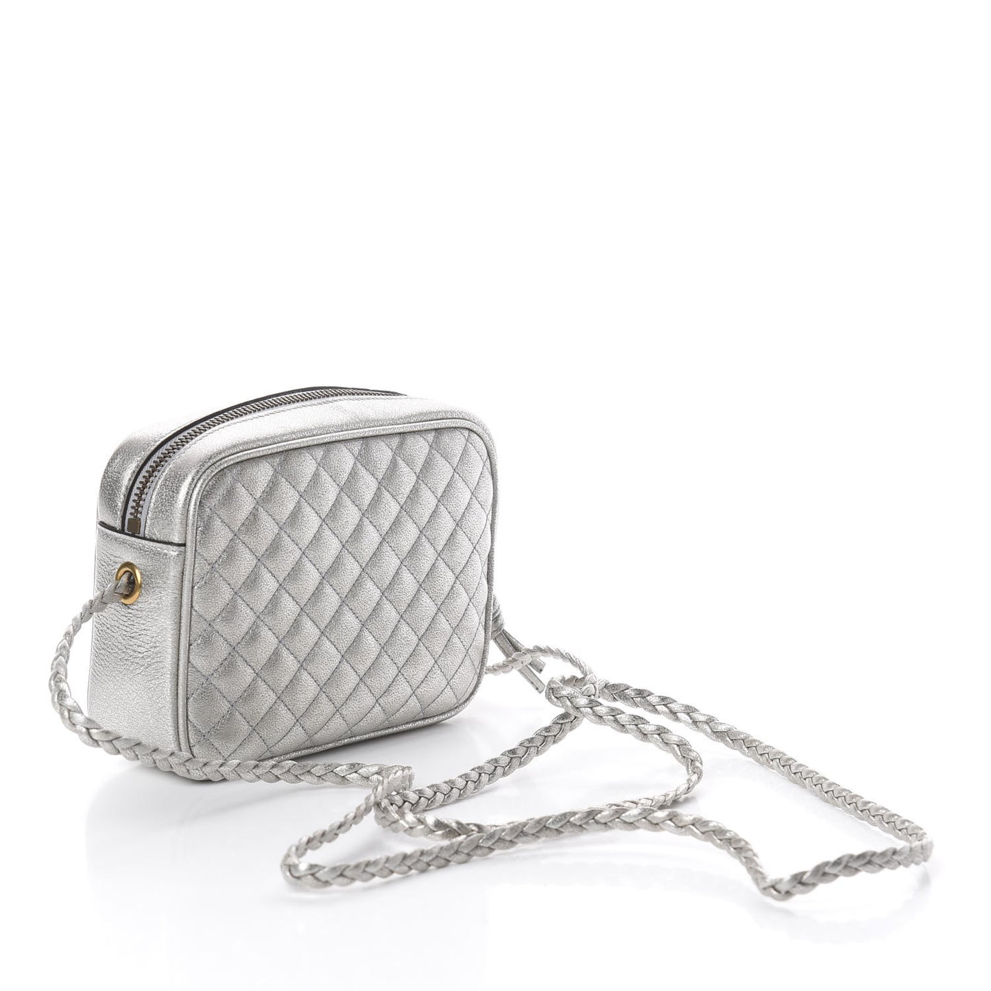Laminated Nappa Web Trapuntata Mini GG Shoulder Bag Argento