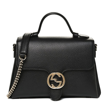Gucci Dollar Calfskin Interlocking G Top Handle Shoulder Bag Black 1 of 11