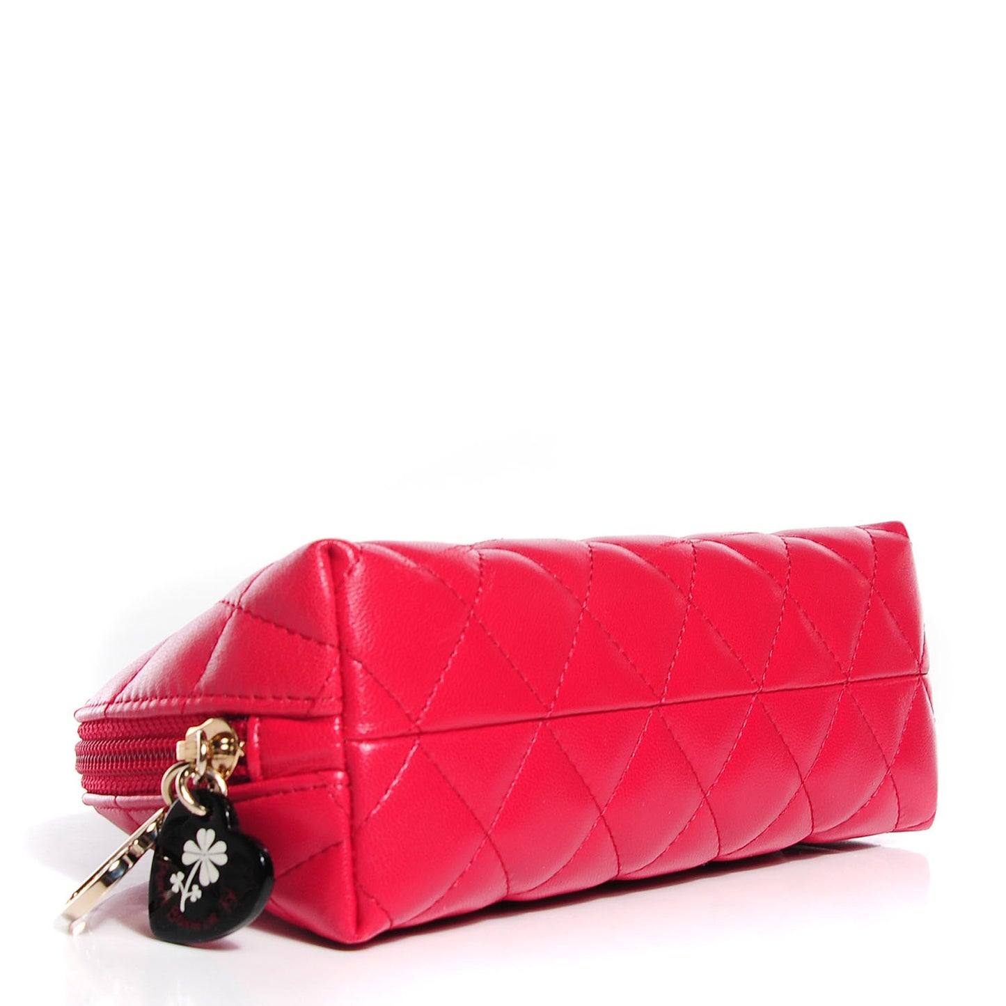 Lambskin Quilted Valentine Cosmetic Pouch Red