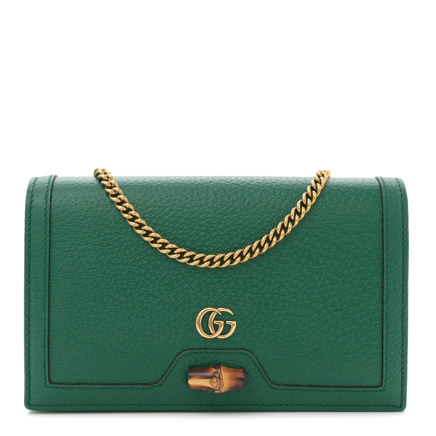 Gucci Dollar Pigprint Diana Chain Wallet Green 1 of 11