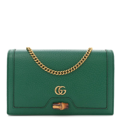 Gucci Dollar Pigprint Diana Chain Wallet Green 1 of 11