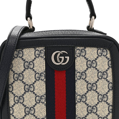 Gucci GG Supreme Monogram Mini Ophidia Top Handle Square Shoulder Bag Beige Blue 9 of 11