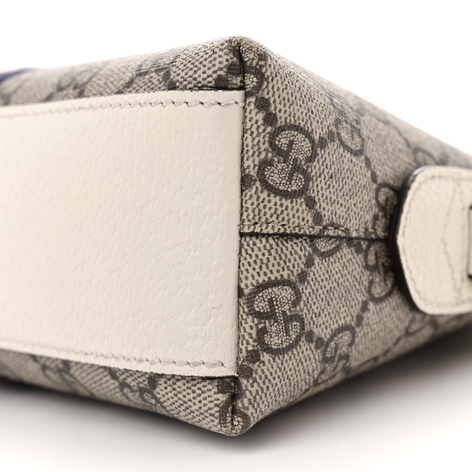Gucci GG Supreme Monogram Textured Dollar Calfskin Web Small Ophidia Dome Shoulder Bag Beige Ebony Mystic White 10 of 13