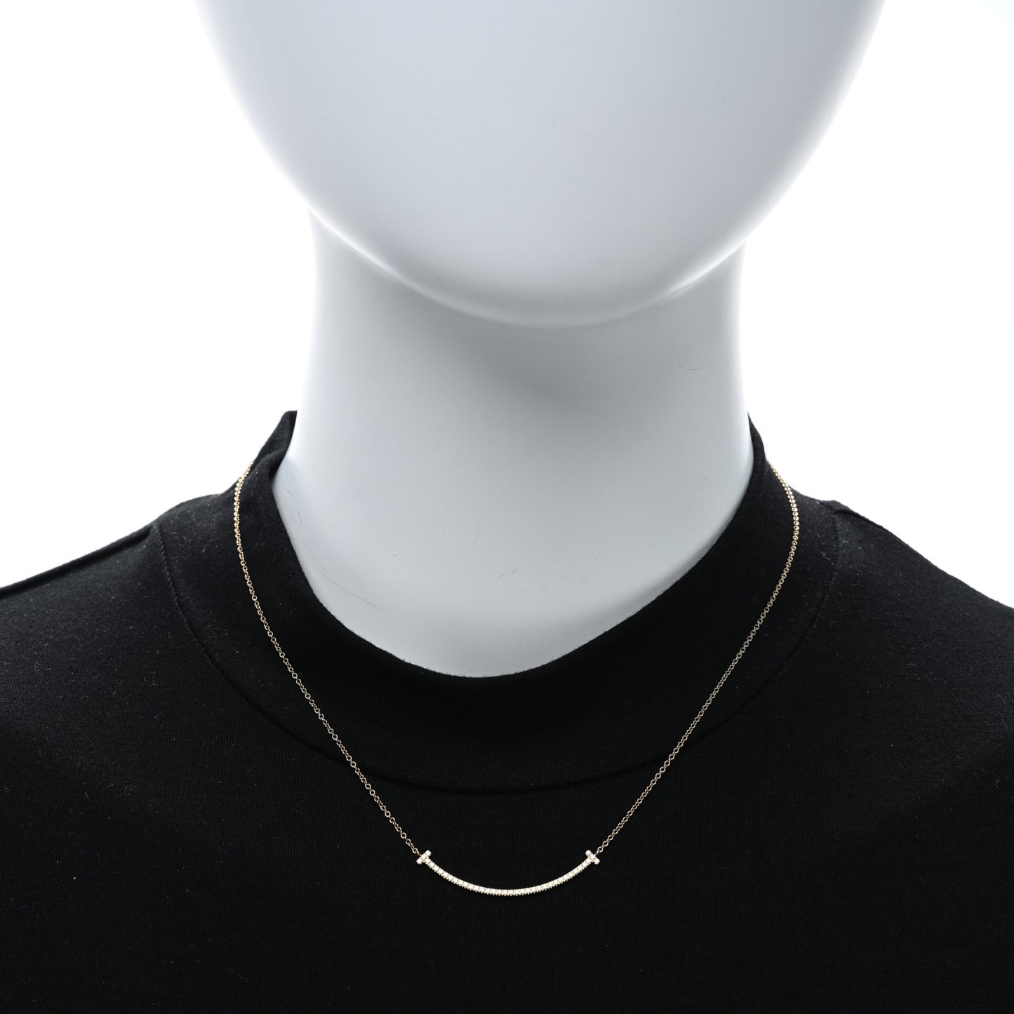 18K Yellow Gold Diamond Small T Smile Pendant Necklace