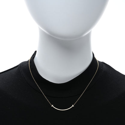 Tiffany 18K Yellow Gold Diamond Small T Smile Pendant Necklace 2 of 5