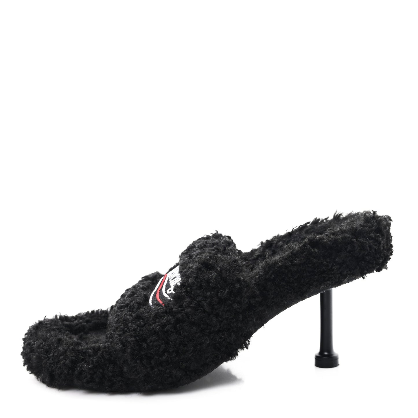 Faux Shearling Political Campaign Logo 80mm Sandals 39 Black