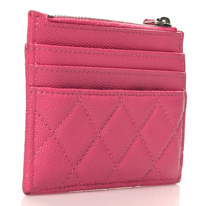 Chanel Caviar Quilted CC Zip Card Holder Dark Pink 3 of 12