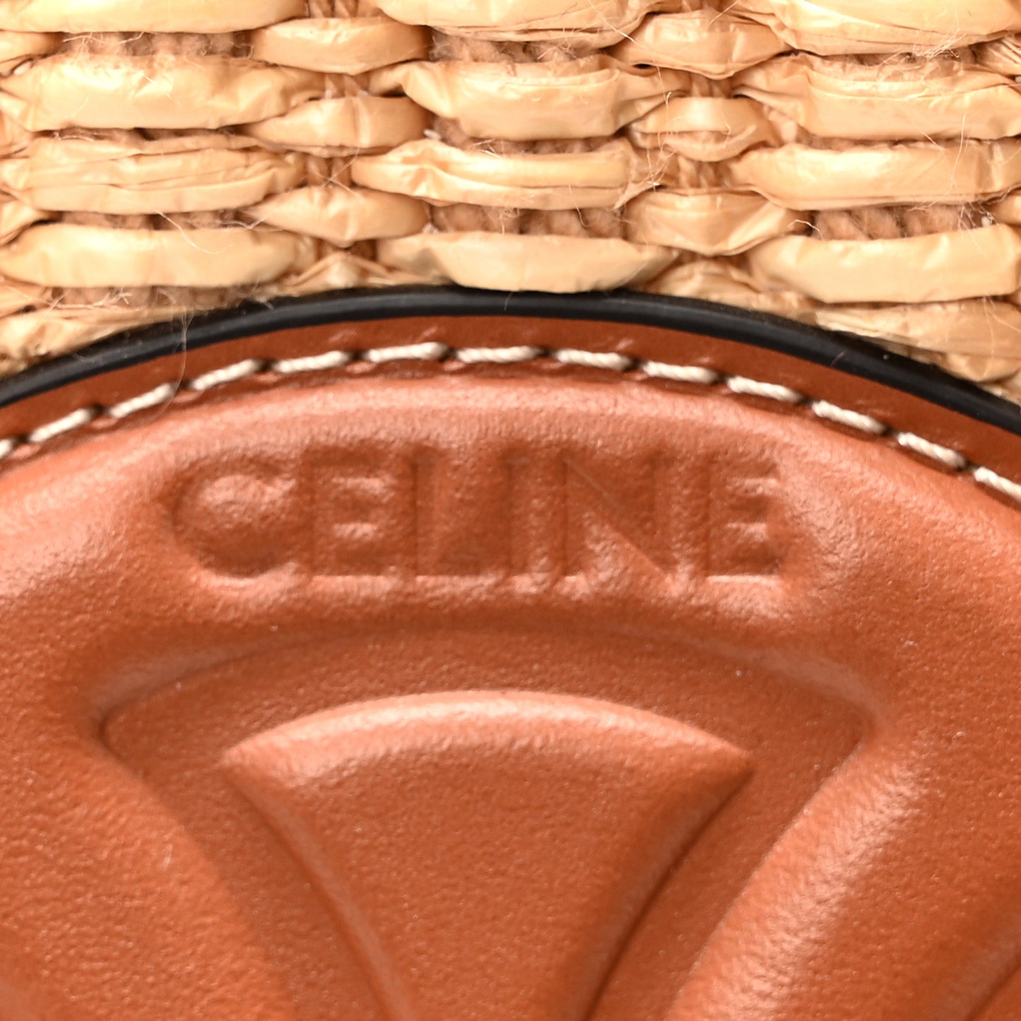 Raffia Calfskin Cuir Triomphe Bucket Bag Natural Tan