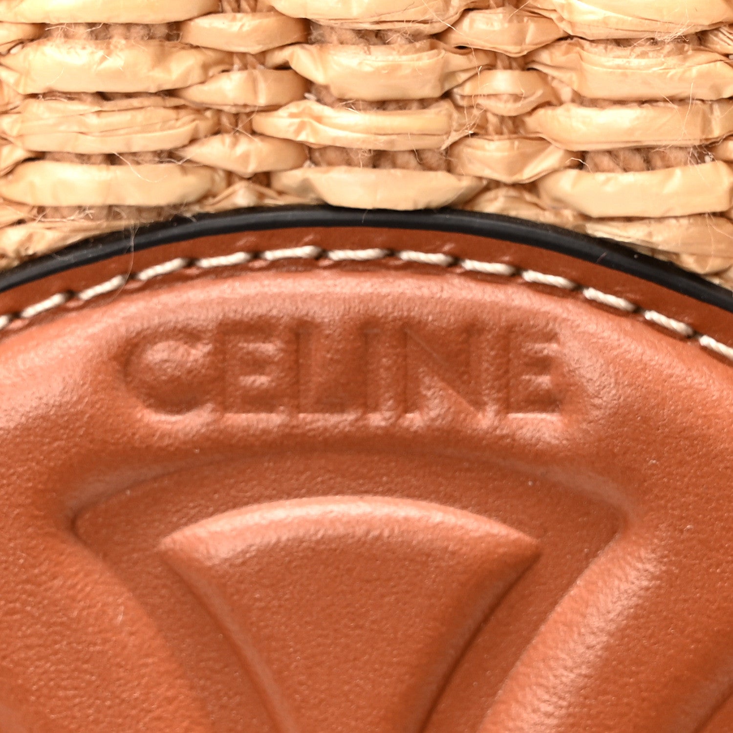 Celine Raffia Calfskin Cuir Triomphe Bucket Bag Natural Tan 6 of 11