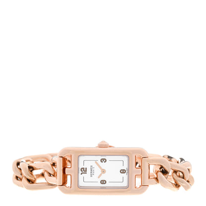 Hermes 18K Rose Gold Mother of Pearl 17mm Nantucket Quartz Watch 2 of 5