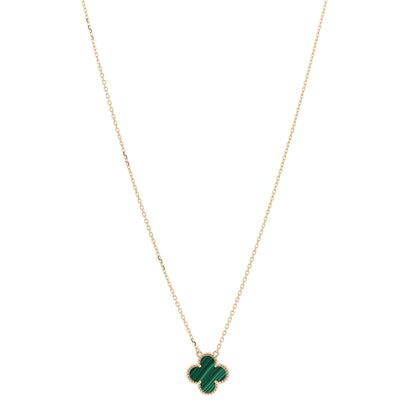 Van Cleef & Arpels 18K Yellow Gold Malachite Vintage Alhambra Pendant Necklace 1 of 5
